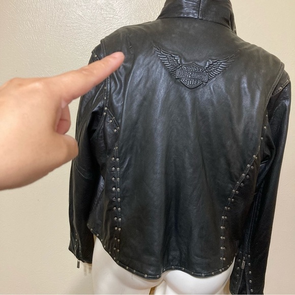HARLEY DAVIDSON studded Leather biker jacket 2XL very soft leather GUC - Picture 8 of 14